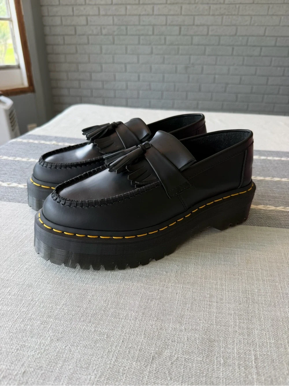 NWT Dr. Martens Adrian Quad Platform Loafers Size 9 Black Leather
